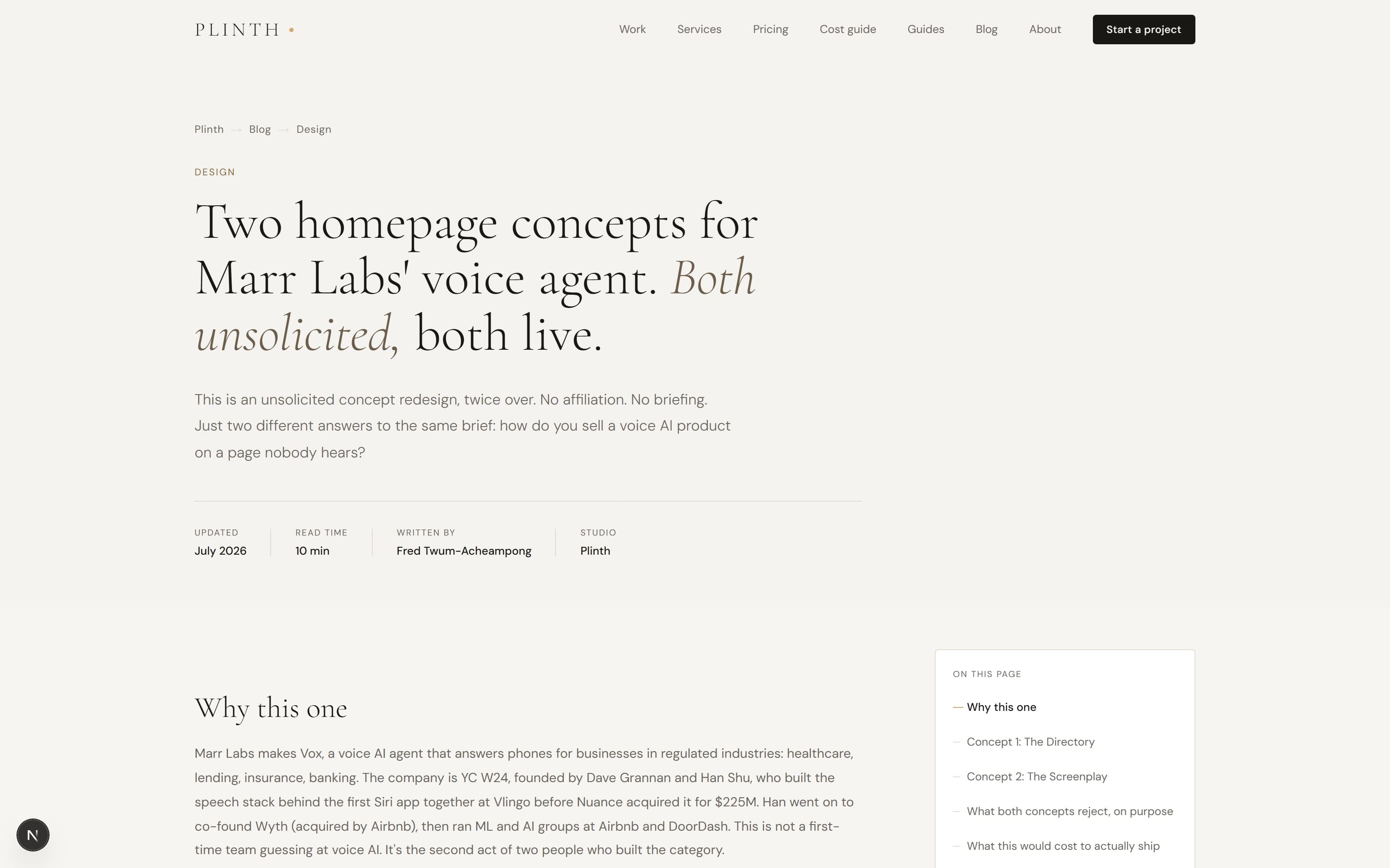 Marr Labs · Concept Redesign